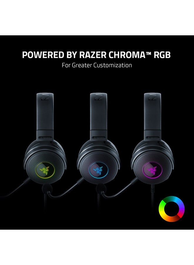 Razer Kraken V3 Wired USB Gaming Headset - Triforce Titanium 50mm Drivers, Hybrid Fabric & Leatherette Memory Foam Cushions, Detachable HyperClear Mic - Black - Image 4