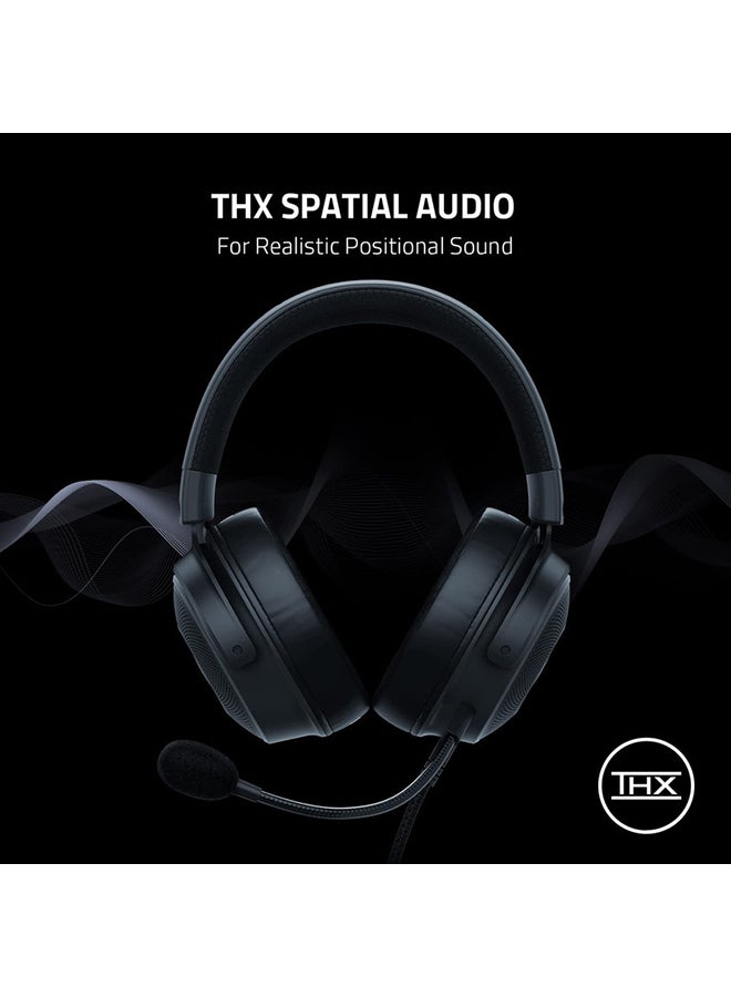 Razer Kraken V3 Wired USB Gaming Headset - Triforce Titanium 50mm Drivers, Hybrid Fabric & Leatherette Memory Foam Cushions, Detachable HyperClear Mic - Black - Image 3
