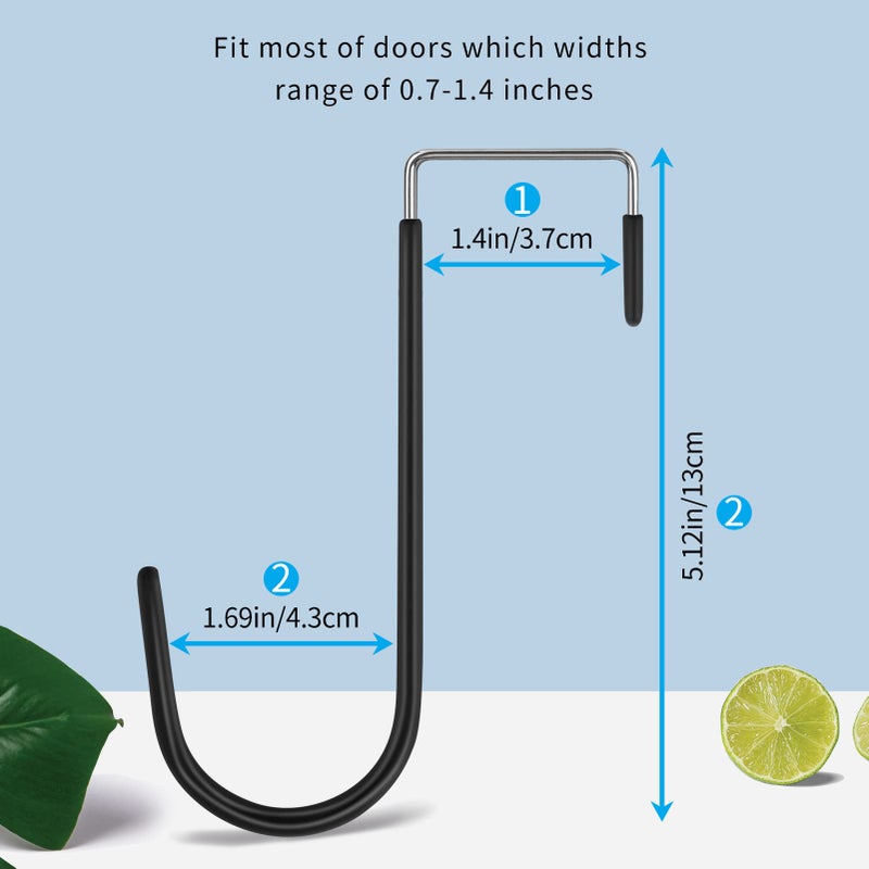 أف واي واي خطافات تعليق الملابس فوق الباب من Fyy، عبوة من 4 خطافات مزودة بمطاط مانع للخدوش، خطافات تنظيم متينة لغرفة المعيشة والحمام وغرفة النوم والمطبخ لتعليق الملابس والمناشف والقبعات والمعاطف والحقائب، لون أسود - Image 2