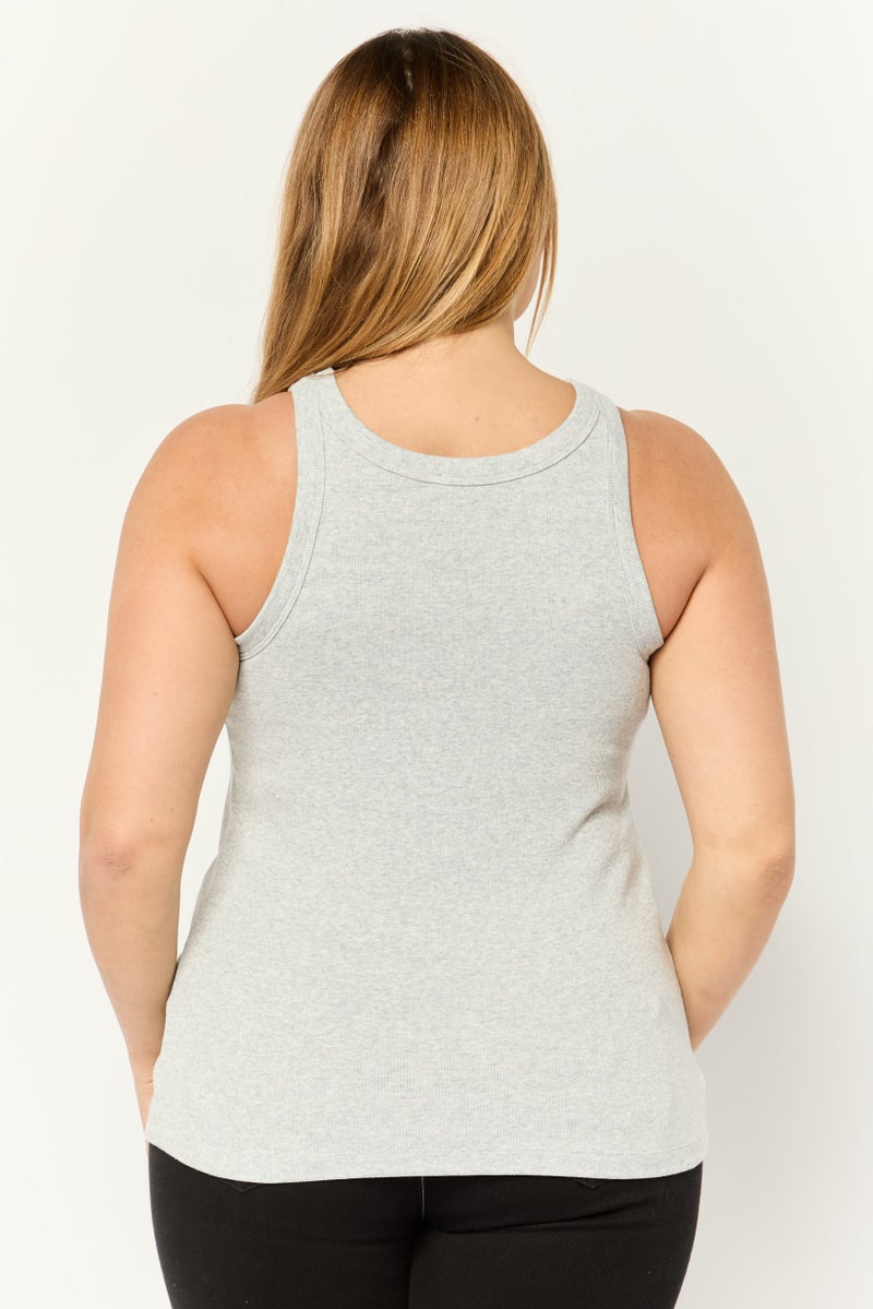 ESPRIT Women Round Neck Sleeveless Ribbed Tank Top, Grey - Image 4