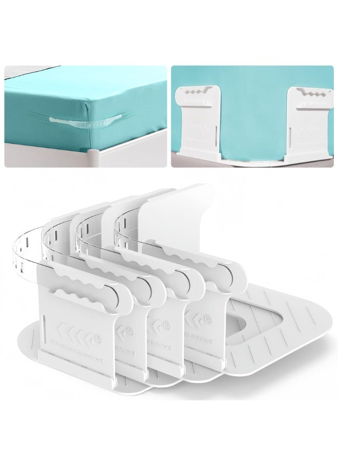 HOMESTAR Invisible Bed Sheet Holder Straps - Bed Sheet Holder with Frame & Clamps - Detachable Sheet Suspenders For Mattress, Strong Under-Mattress Grips To Keep Sheets Tight & Neat, Easy Storage Home Daily Use Clips - Upgraded Wide Elastic Straps Keep Sheets Tight & Secure, Fits All Mattress Sizes, Ideal Gift- White - Image 1