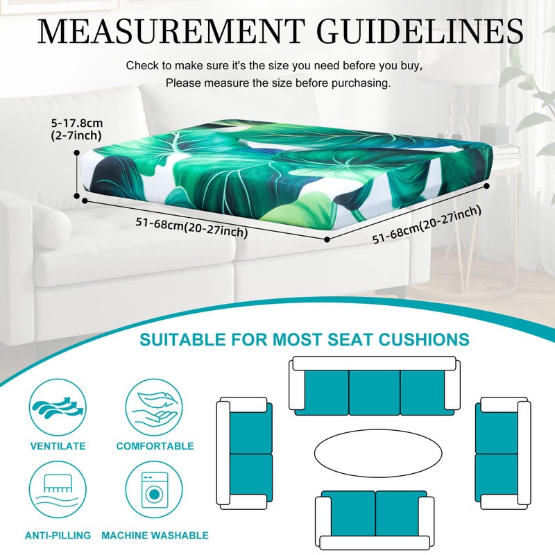 BIETYONE 12 Pcs Stretch Patio Cushion Covers,Outdoor Couch Covers Replacement,Outdoor Couch & Sofa Slipcovers,for Patio Furniture Cushion Covers,Washable Reusable Furniture Protector (Green Leaf,Cover Only) - Image 2