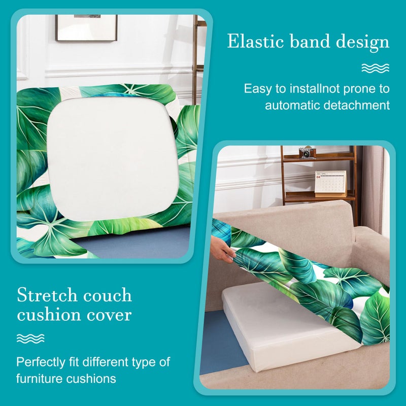 BIETYONE 12 Pcs Stretch Patio Cushion Covers,Outdoor Couch Covers Replacement,Outdoor Couch & Sofa Slipcovers,for Patio Furniture Cushion Covers,Washable Reusable Furniture Protector (Green Leaf,Cover Only) - Image 5