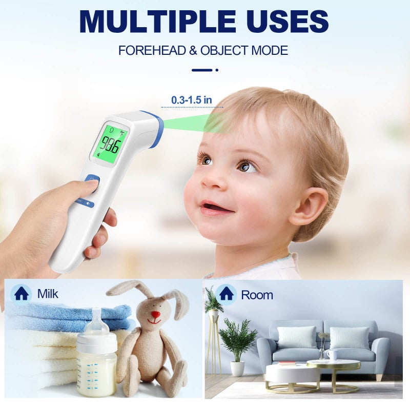 Goodbaby ترمومتر للبالغين والأطفال، ترمومتر رقمي للجبهة مع إنذار للحمى، وضع صامت وذاكرة 35 مجموعة، وضع 2 في 1 للأجسام، مؤهل لـ FSA/HSA - Image 5