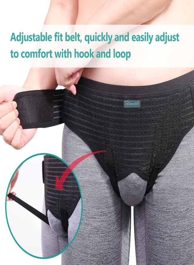 lefeke Hernia Belts for Men Inguinal, Hernia Support Brace for Groin Pain Relief, Hernia Truss for Bilateral, Adjustable Waist Guard Left or Right Side(M with 4 Compression Pads) - Image 2