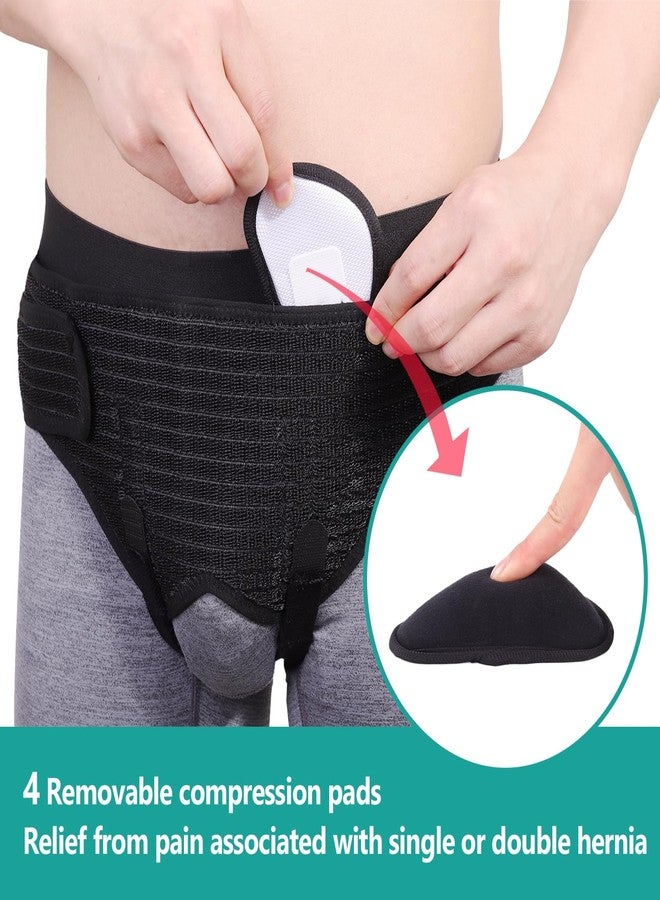 lefeke Hernia Belts for Men Inguinal, Hernia Support Brace for Groin Pain Relief, Hernia Truss for Bilateral, Adjustable Waist Guard Left or Right Side(M with 4 Compression Pads) - Image 3