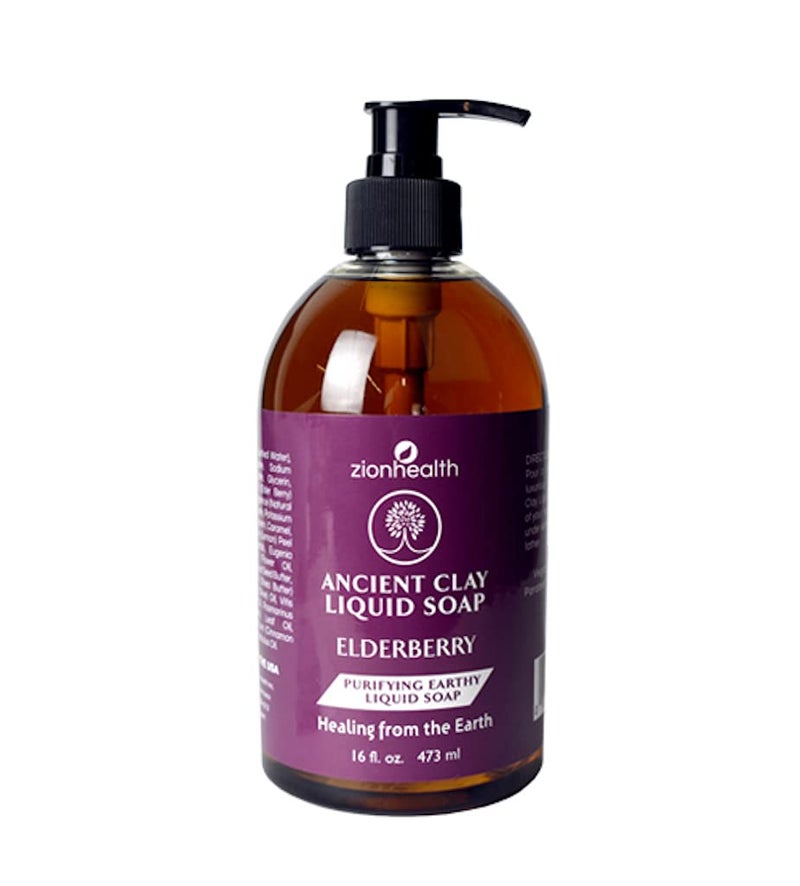 Adama Minerals Zion Health Ancient Clay Liquid Soap, Elderberry, 16 fl oz (473 ml) - Image 1