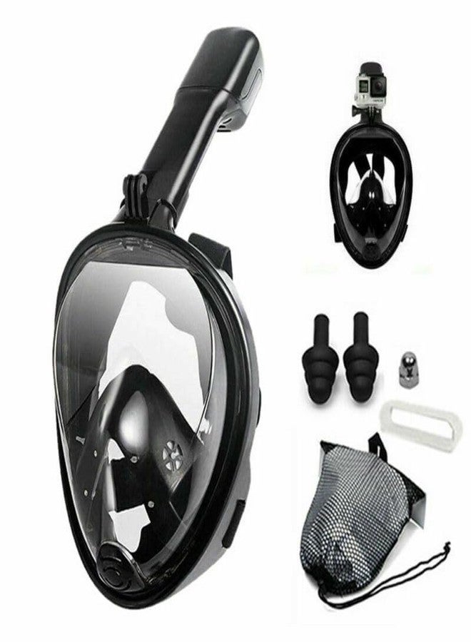 olpad Full Face Snorkel Mask with 180° Panoramic View, Anti-Fog & Anti-Leak Dry Top System, Action Camera Mount, Comfortable & Easy Breathing Dry Snorkel System (Black-S/M) - Image 2
