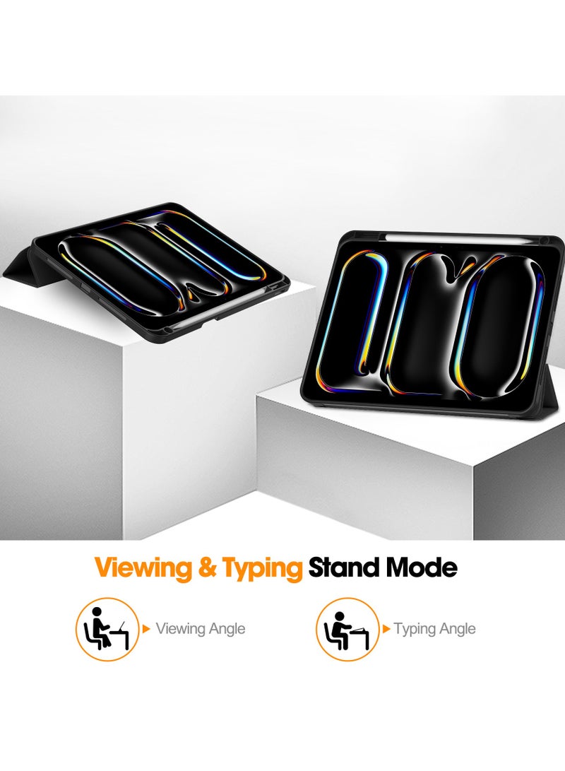 general Compatible with iPad Pro 11 Case (M4) 2024 with Pencil Holder [Supports Pencil/Pencil Pro], Leather + Soft TPU Back Cover with Smart Trifold Stand, Auto Wake/Sleep - Image 3