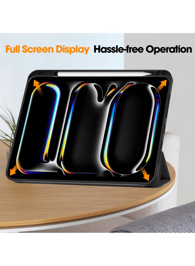 general Compatible with iPad Pro 11 Case (M4) 2024 with Pencil Holder [Supports Pencil/Pencil Pro], Leather + Soft TPU Back Cover with Smart Trifold Stand, Auto Wake/Sleep - Image 4