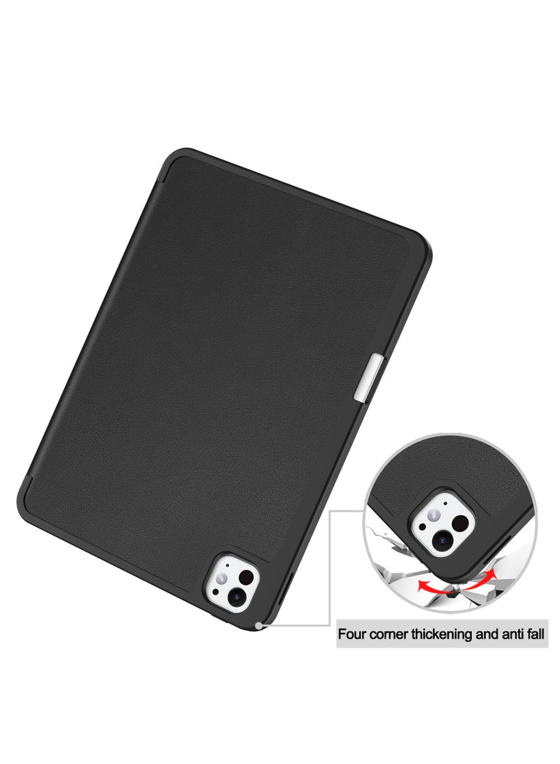 general Compatible with iPad Pro 11 Case (M4) 2024 with Pencil Holder [Supports Pencil/Pencil Pro], Leather + Soft TPU Back Cover with Smart Trifold Stand, Auto Wake/Sleep - Image 5