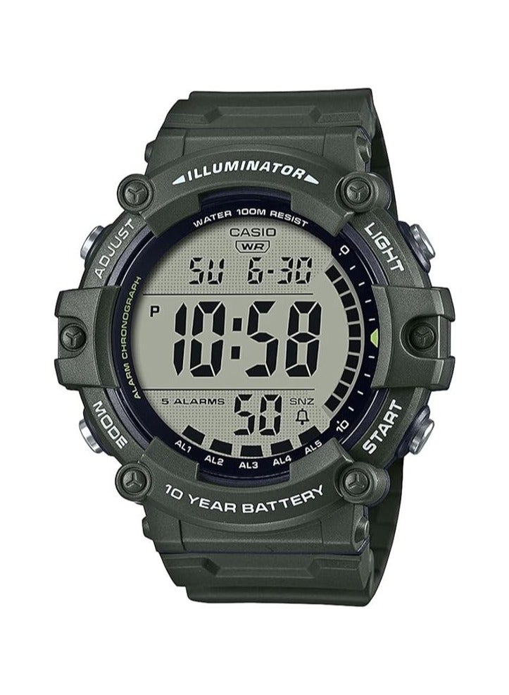 كاسيو ساعة رقمية كاسيو إيلوميناتور تايمر للرجال، أخضر، AE-1500WHX-3AVDF، أخضر، رياضية - Image 1