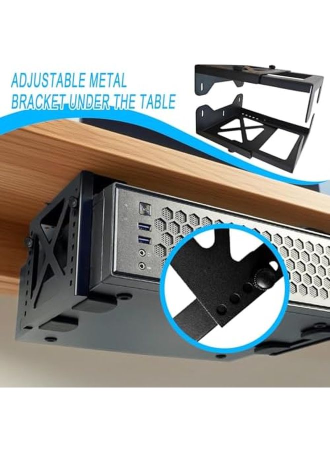 Under Desk Adjustable CPU Mount Metal Frame Bracket with Height Swivel Base - Image 5