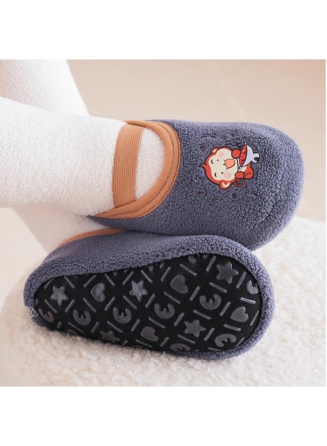 سانموجيد 3 أزواج من الجوارب الحرارية للأرضيات للأطفال مع مقابض، جوارب زحف داخلية ناعمة بنعل ناعم على شكل حيوان كرتوني لطيف لفصل الشتاء والخريف - Image 3