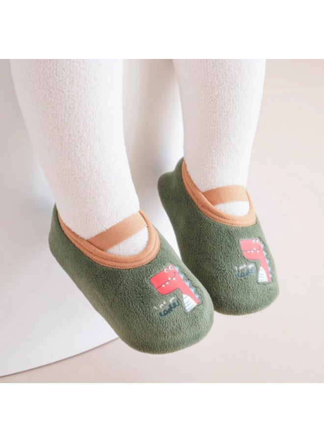 سانموجيد 3 أزواج من الجوارب الحرارية للأرضيات للأطفال مع مقابض، جوارب زحف داخلية ناعمة بنعل ناعم على شكل حيوان كرتوني لطيف لفصل الشتاء والخريف - Image 2