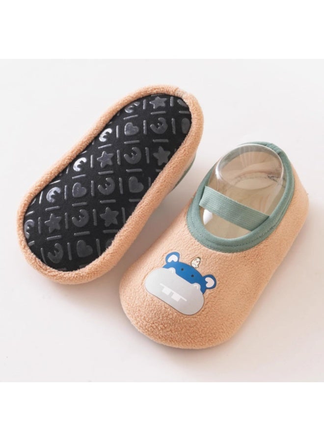 سانموجيد 3 أزواج من الجوارب الحرارية للأرضيات للأطفال مع مقابض، جوارب زحف داخلية ناعمة بنعل ناعم على شكل حيوان كرتوني لطيف لفصل الشتاء والخريف - Image 4