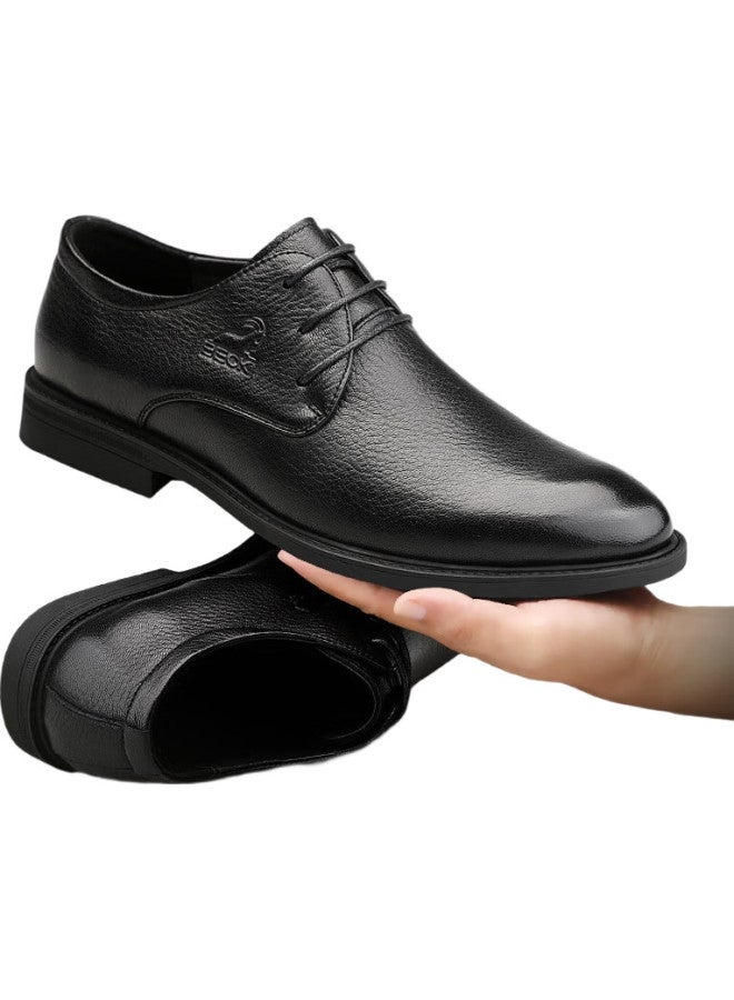Beck Men's Business Formal Shoes British Style Trendy Genuine Leather Men's Shoes Workplace Commuting Derby Shoes Black Size 40 - Image 3