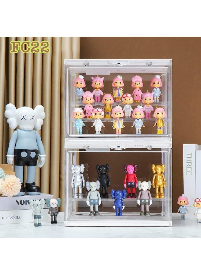 YOUWE7 Clear Display Case for Mini Action Figures and Minitoy, Stackable Showcase, Dustproof, Detachable Shelves, LED voice control sensor with light for Collectibles 30 cm x 17.5 cm x 23 cm - Image 3
