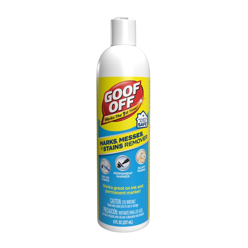 Goof Off Marks, Messes & Stains Remover, 8 fl. oz. Spray, Household Surface Safe, Removes Spots and Stains from Plastics, Fabric, and Clothing, Ideal for Households with Kids - Image 1