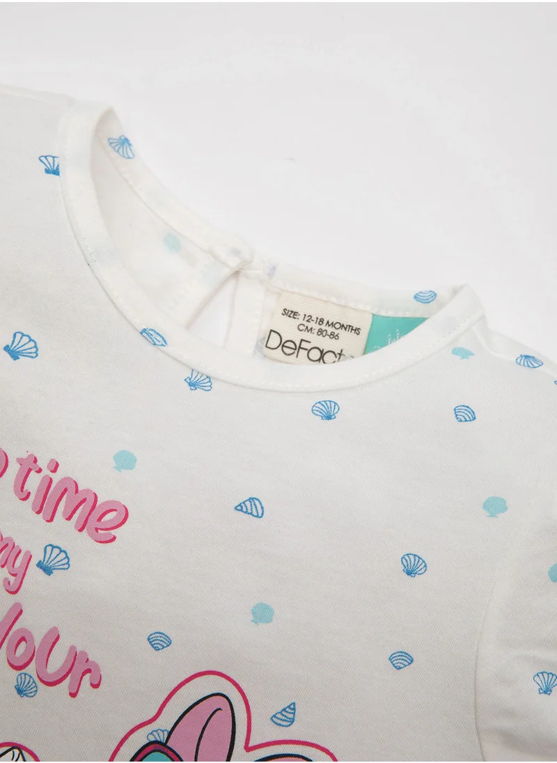 DeFacto Daisy Duck Short Sleeve Cotton Pajama Set With Shorts