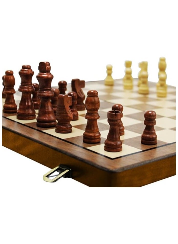UKR UKR Magnetic Wooden Chess & Checkers Set for Kids – Classic Strategy Game for Family Fun & Learning | Portable Educational Board Game Combo for Children  - Image 3