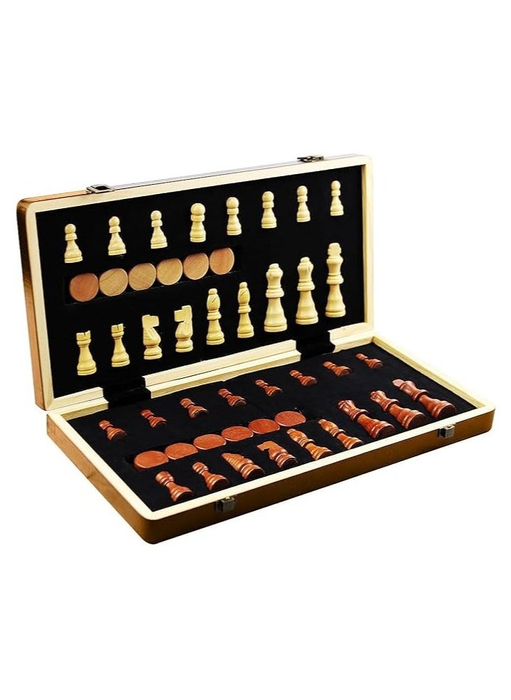 UKR UKR Magnetic Wooden Chess & Checkers Set for Kids – Classic Strategy Game for Family Fun & Learning | Portable Educational Board Game Combo for Children  - Image 2