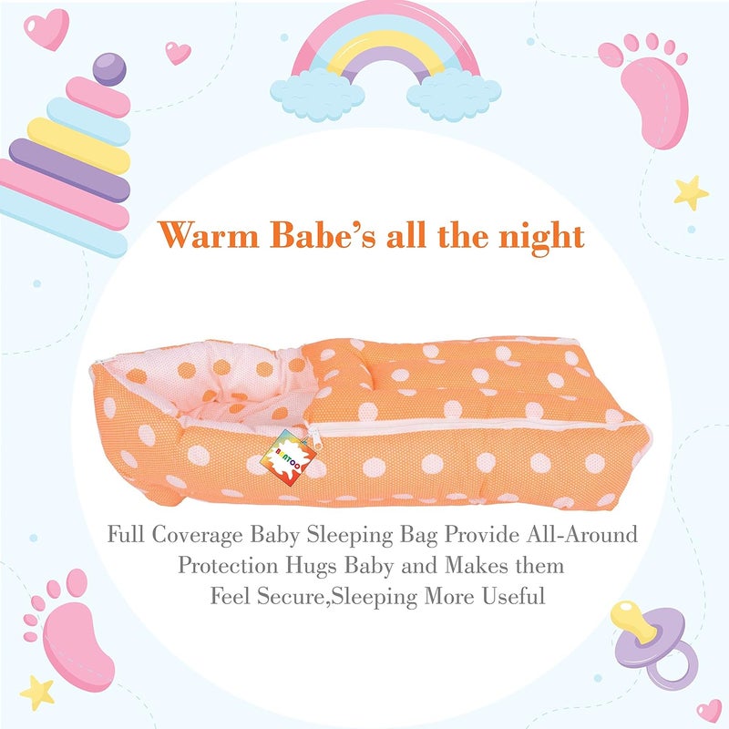 Bantoo New Born Baby Sleeping BagCarry BedBaby Wrapper 06 Months Orange - Image 3