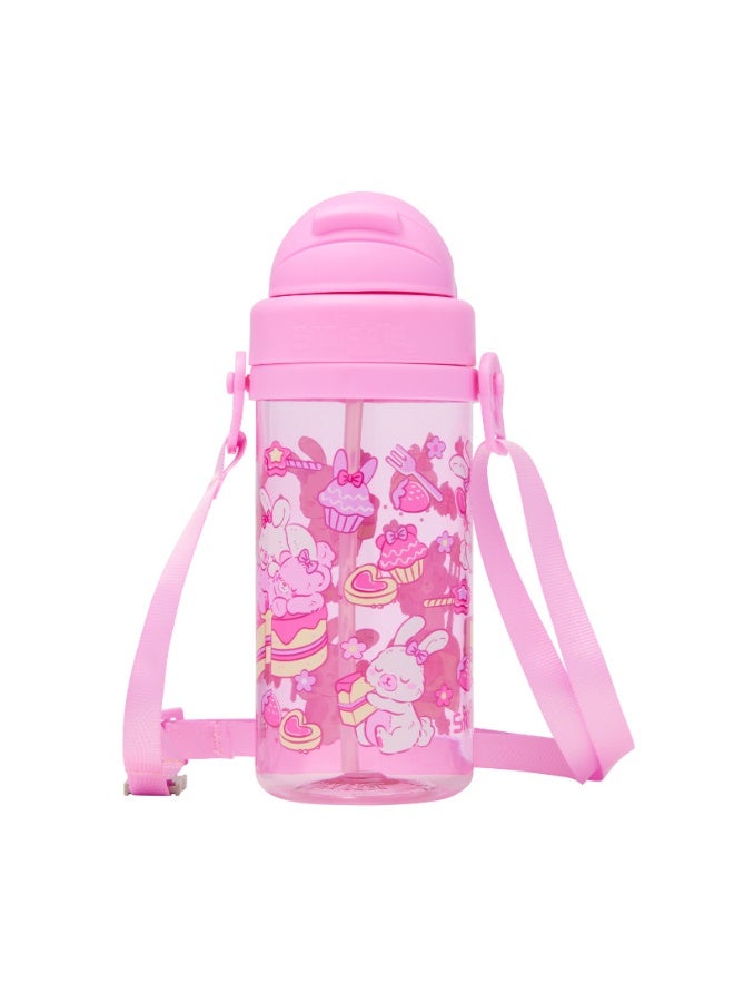 Smiggle Pink Dessert Bunny Series 430ml Children's Straw Water Bottle - Image 1