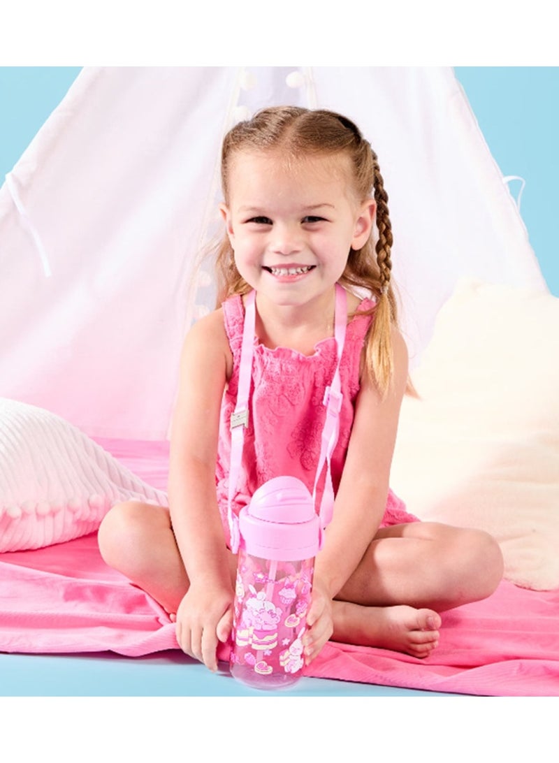Smiggle Pink Dessert Bunny Series 430ml Children's Straw Water Bottle - Image 2