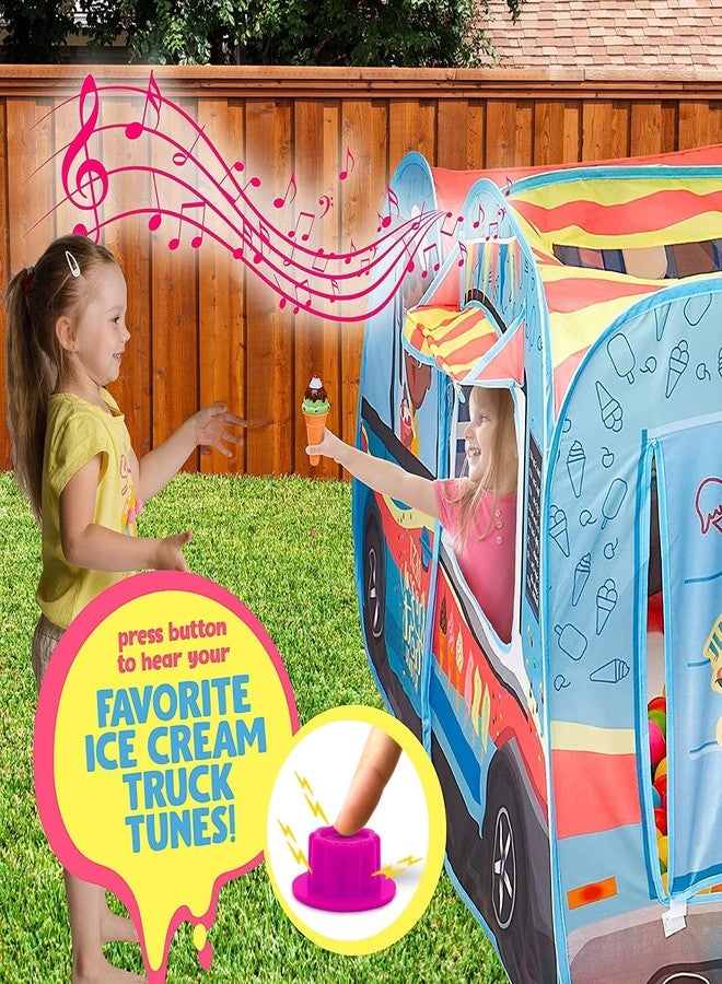 Kiddzery Ice Cream Truck Play Tent for Kids - Pretend Play Toy Food Set - Pop Up Icecream Playhouse Toys with Music Button - Birthday Gift for Girls & Boys - Indoor & Outdoor Tents for Toddlers & Baby - Image 3