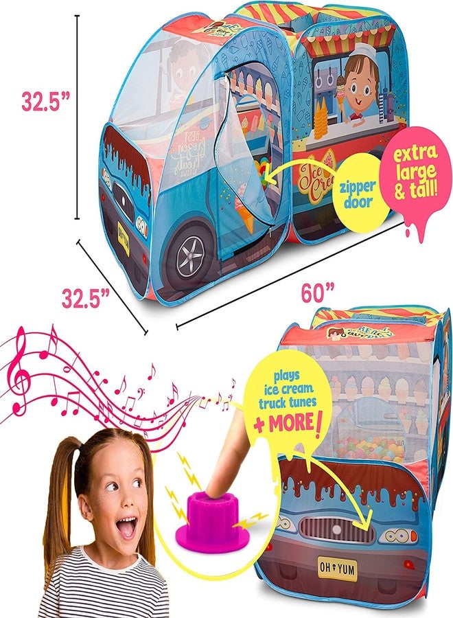 Kiddzery Ice Cream Truck Play Tent for Kids - Pretend Play Toy Food Set - Pop Up Icecream Playhouse Toys with Music Button - Birthday Gift for Girls & Boys - Indoor & Outdoor Tents for Toddlers & Baby - Image 5