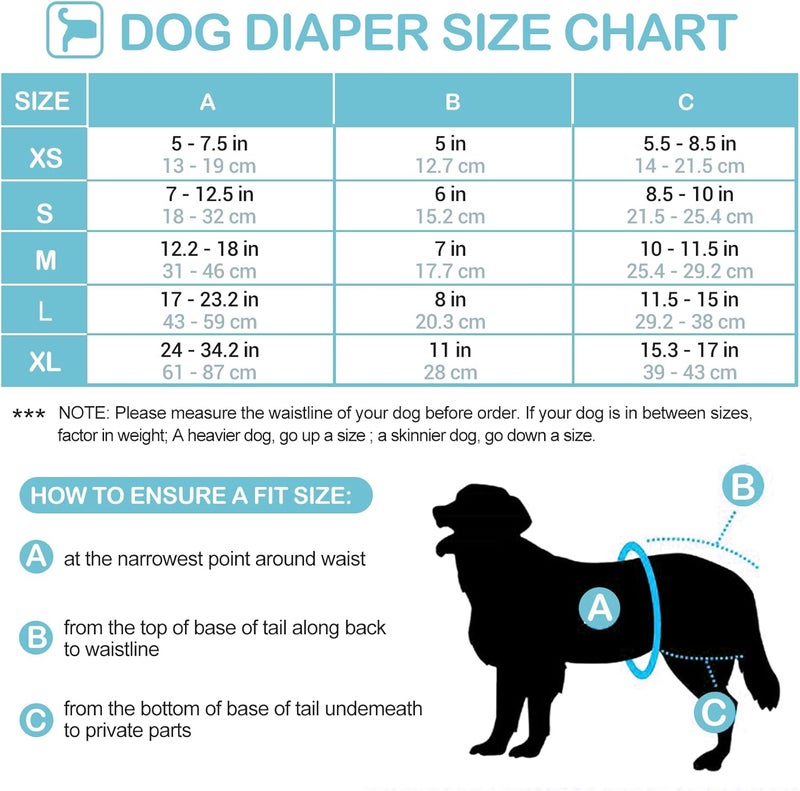 Avont 3 Pack Washable Female Dog Diapers, Premium Reusable Highly Absorbent Doggie Diapers Wraps Durable Dog Diaper Cover - Image 3