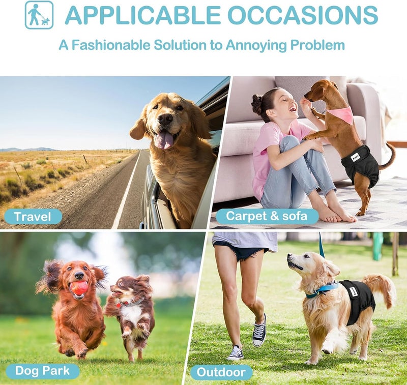 Avont 3 Pack Washable Female Dog Diapers, Premium Reusable Highly Absorbent Doggie Diapers Wraps Durable Dog Diaper Cover - Image 5