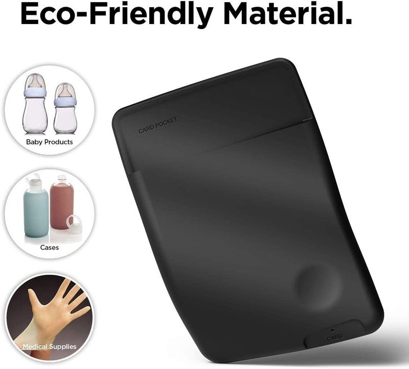 ClickCase عبوة مكونة من 2 قطعة. حامل بطاقات الائتمان/المترو من السيليكون السائل للخلفية الهاتف أو العلبة، أكمام لاصقة تلتصق على ظهر الهاتف لمحفظة لجميع الهواتف الذكية (أسود وأحمر) - Image 2