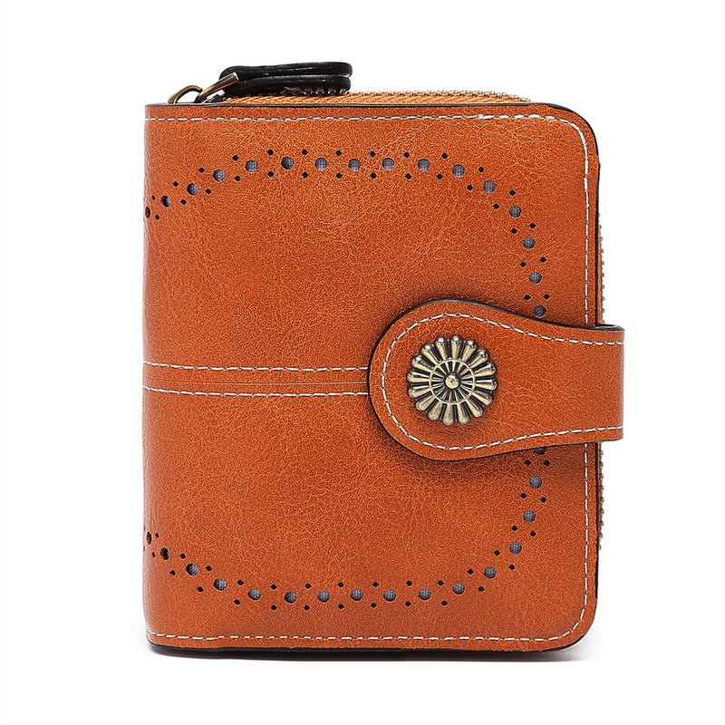 Multifunctional Solid Color PU Leather Wallet, RFID Blocking Design Portable Daily Storage Purse for Cards Cash Coin Business Use - Image 1