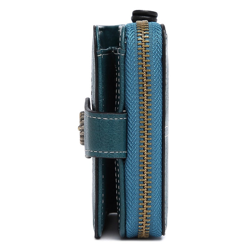 Multifunctional Solid Color PU Leather Wallet, RFID Blocking Design Portable Daily Storage Purse for Cards Cash Coin Business Use - Image 3