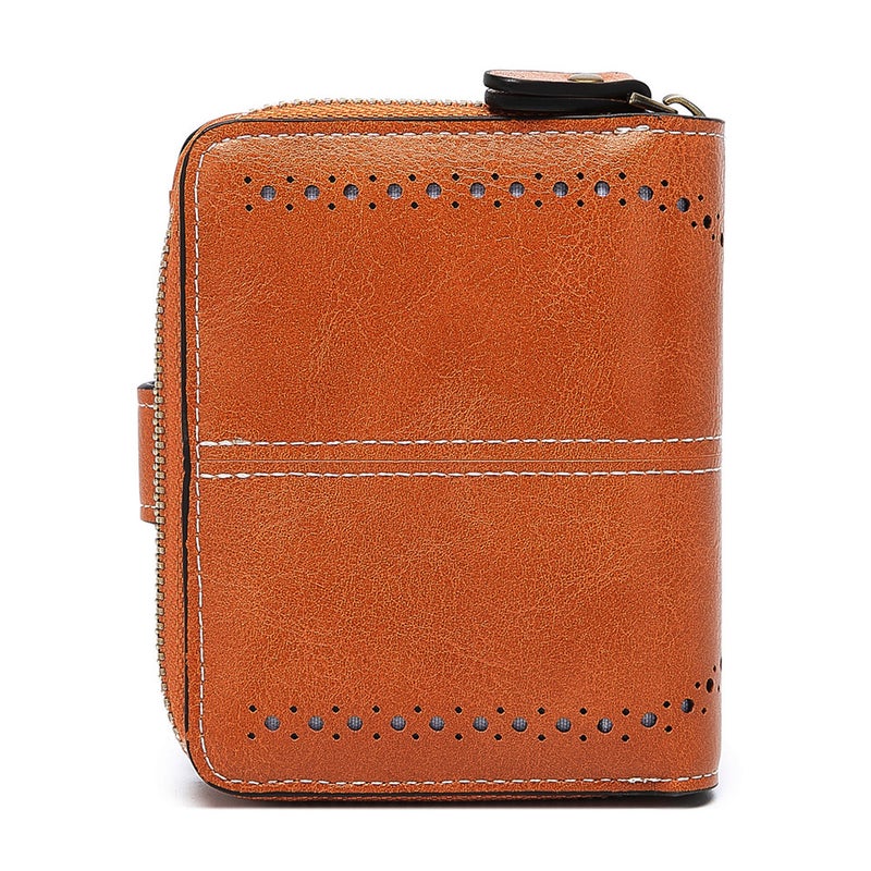 Multifunctional Solid Color PU Leather Wallet, RFID Blocking Design Portable Daily Storage Purse for Cards Cash Coin Business Use - Image 2