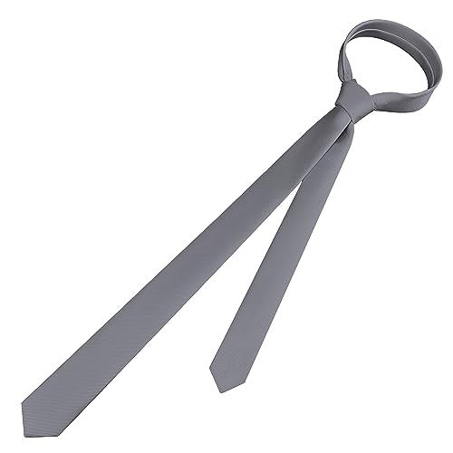 Branduce Men's Grey Ties Skinny Ties For Men Solid Pure Color 1.58" (4CM) Plain Slim Necktie (TA07-05) - Image 4