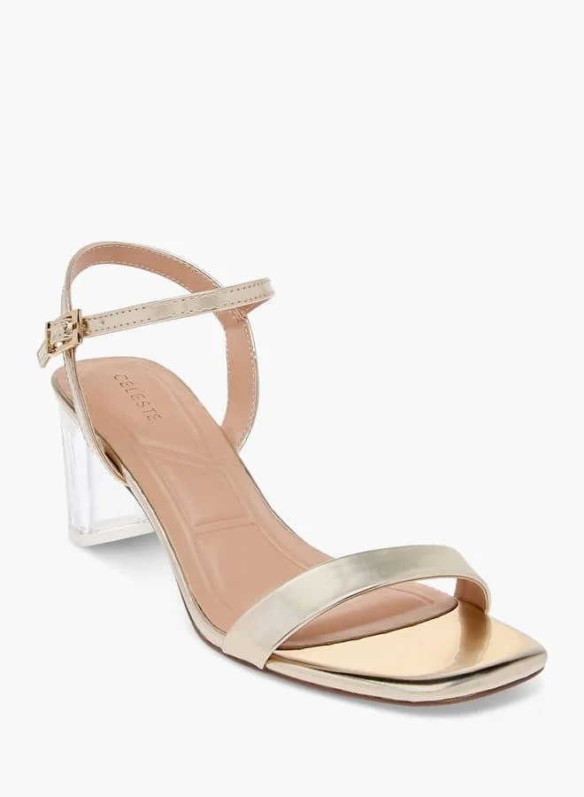 سيليست صنادل نسائية بكعب عريض وإبزيم