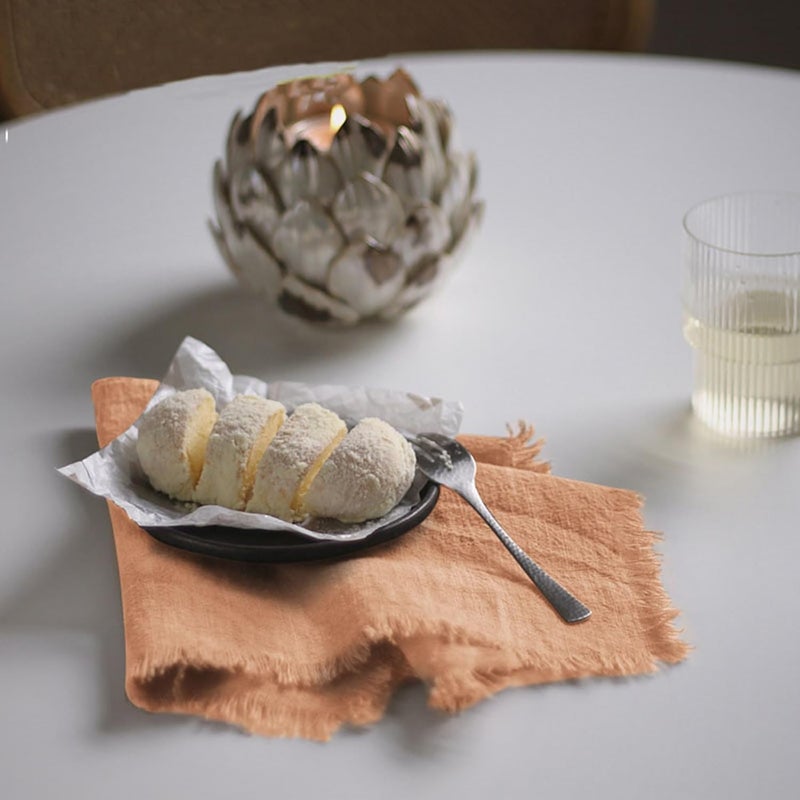 Ayuzawa Handmade Cloth Napkins 100 Cotton Napkins with FringeDelicate Handmade Cloth Napkins for Dinners Parties Weddings and More18 x 18 Inch Set of 6 Caramel - Image 3