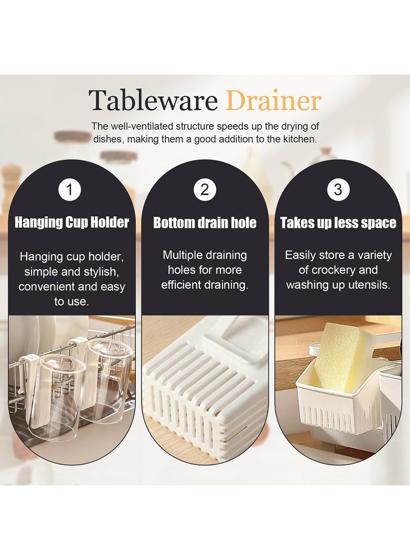 ممون مجموعة من 3 سلال تجفيف، مصفاة، مصفاة أدوات، رف تخزين السكاكين والشوك، رف تجفيف الأكواب، رف تجفيف الأكواب في المطبخ - Image 4