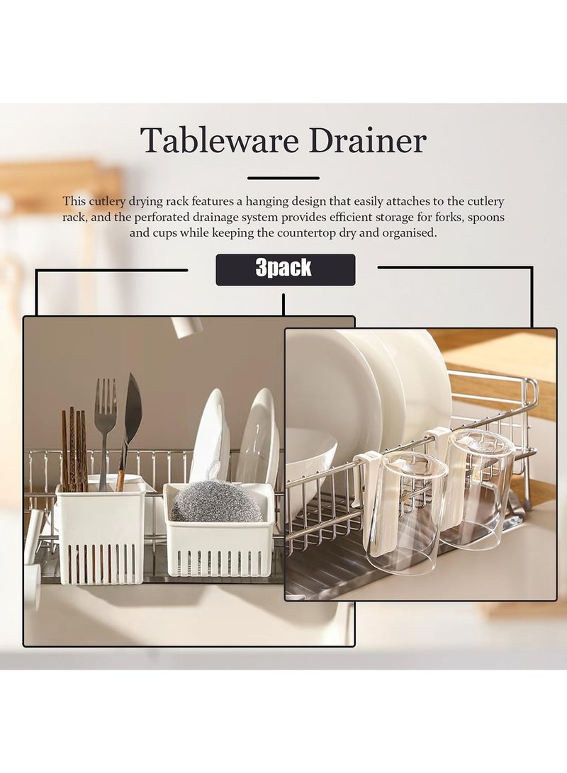 ممون مجموعة من 3 سلال تجفيف، مصفاة، مصفاة أدوات، رف تخزين السكاكين والشوك، رف تجفيف الأكواب، رف تجفيف الأكواب في المطبخ - Image 3