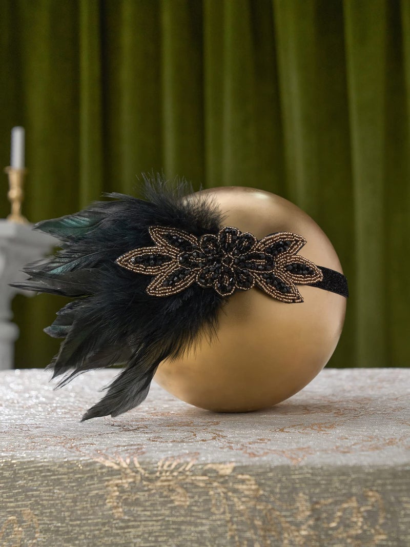 SWEETV 1920s Great Gatsby Accessories Set for Women, Flapper Headband Headpiece Roaring 20s Costume Accessories Set - Image 3