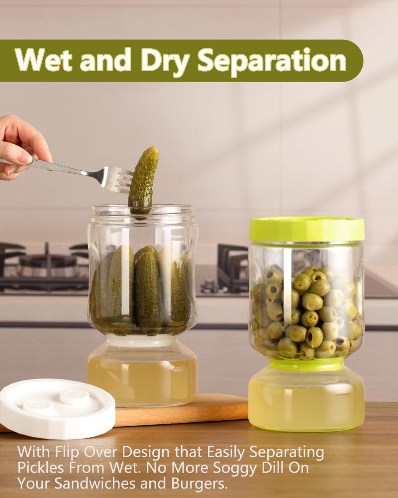 ZENS Pickle Jar with Strainer Flip  2 Pack 51oz Container Hourglass Jar for Juice Separator  Anti-Slip Leakproof Canning Jar for Storage Oliver  Dill Sliced Pickles  Gifts for Mom - Image 4