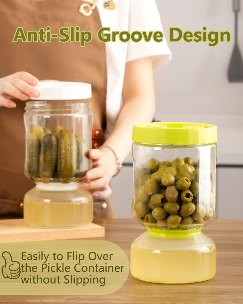 ZENS Pickle Jar with Strainer Flip  2 Pack 51oz Container Hourglass Jar for Juice Separator  Anti-Slip Leakproof Canning Jar for Storage Oliver  Dill Sliced Pickles  Gifts for Mom - Image 5