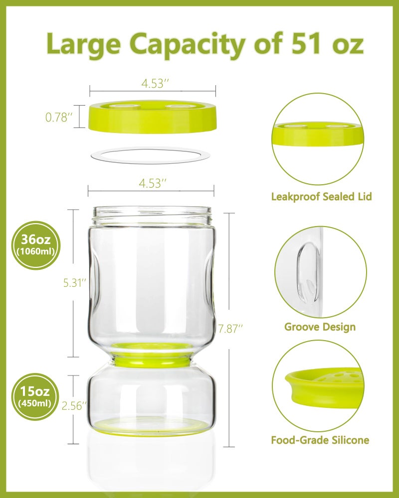 ZENS Pickle Jar with Strainer Flip  2 Pack 51oz Container Hourglass Jar for Juice Separator  Anti-Slip Leakproof Canning Jar for Storage Oliver  Dill Sliced Pickles  Gifts for Mom - Image 3