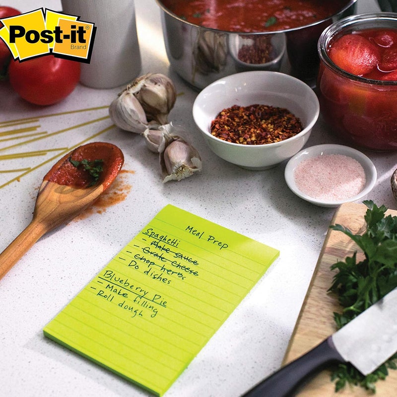 Post It 3M Super Sticky Lined Notes | 2X Sticking Power | 4 Pads x 45 Sheets | 4" x 6" | Notes, Reminders, Study, School and organizing | Bright Neon Colours - Image 5