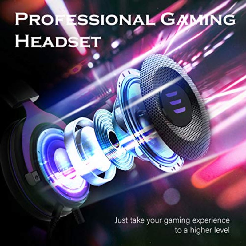 سماعة ألعاب لأجهزة الكمبيوتر المحمول PS4 PS5، تصميم فوق الأذن مع ميكروفون عازل للضوضاء، هيكل بلاستيكي أسود، خفيف الوزن ومريح - Image 2
