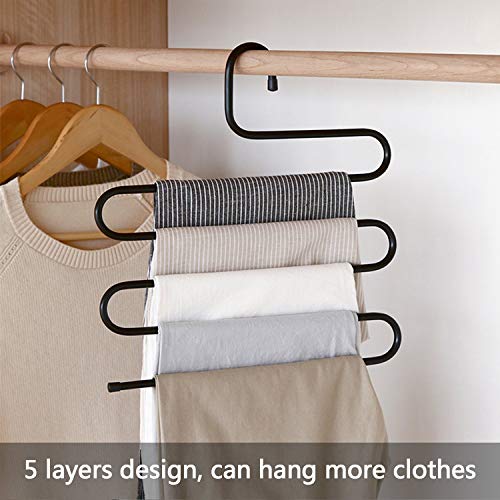 Everbuy® Metal S-Shape 5 Layers Magic Hanger for Wardrobe, Sarees, Pants, Scarfs & Other Clothes Multi Purpose Hanger, Made in India (Assorted Colour) - Image 5