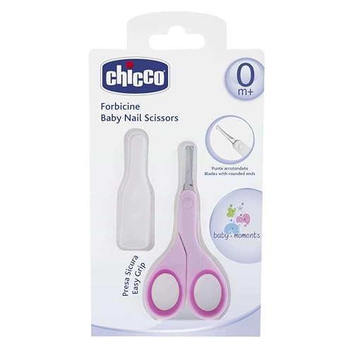 Chicco Baby Nail Scissor with Rounded Blade Ends for Safety, Easy Grip Handle, Grooming Accessory for Newborn Babies 0m+ (Pink) - Image 1